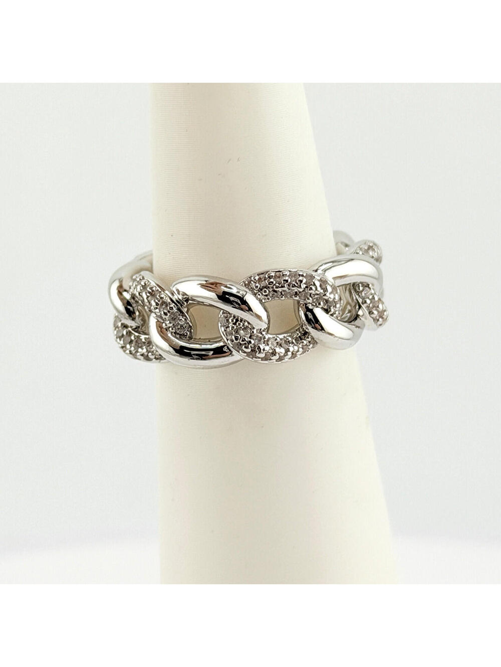 Bomb Party Ring Size 8 "Wandering Roses" Clear Cz on Rhodium RG19050 LINK